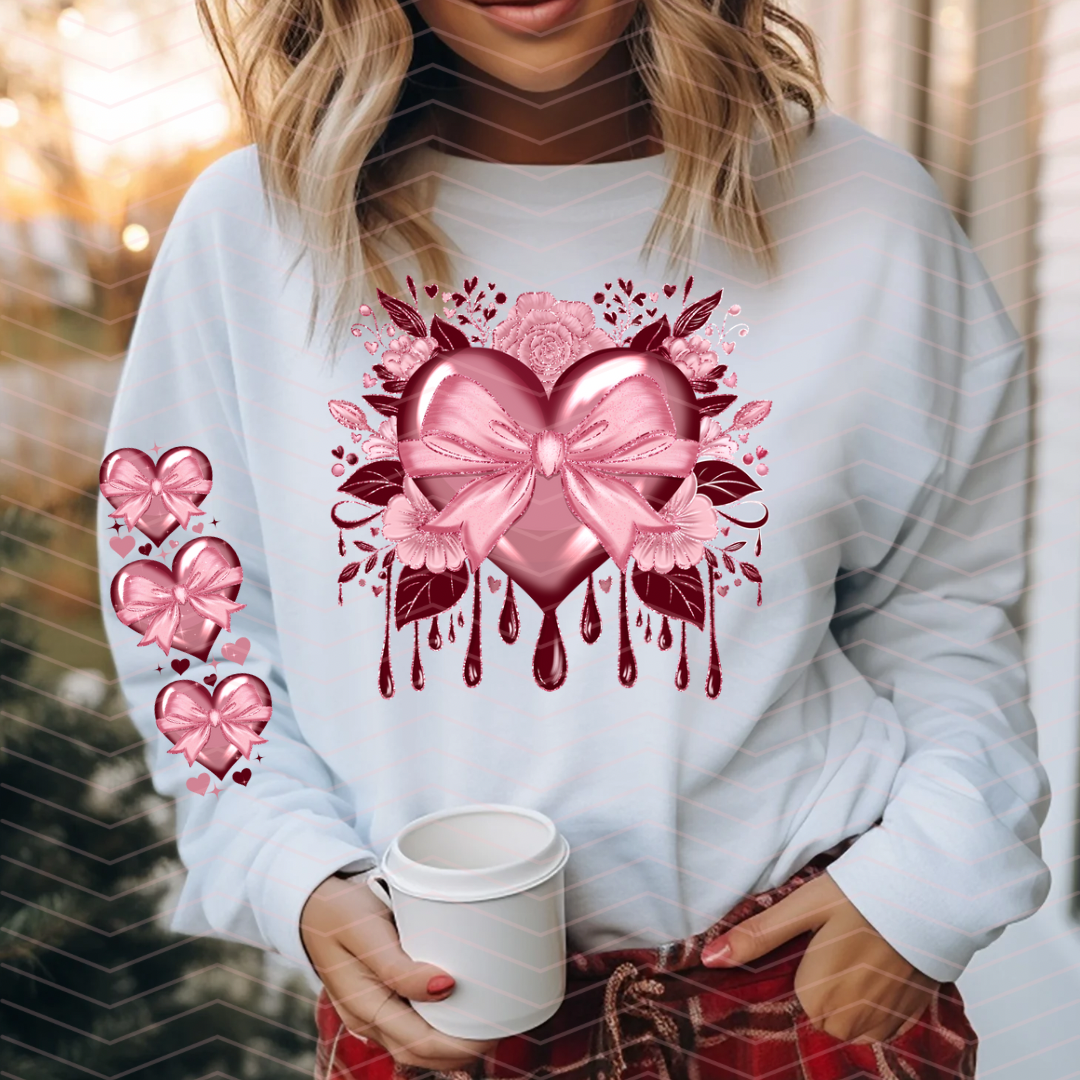 PINK HEART W/ BOW DTF TRANSFERS