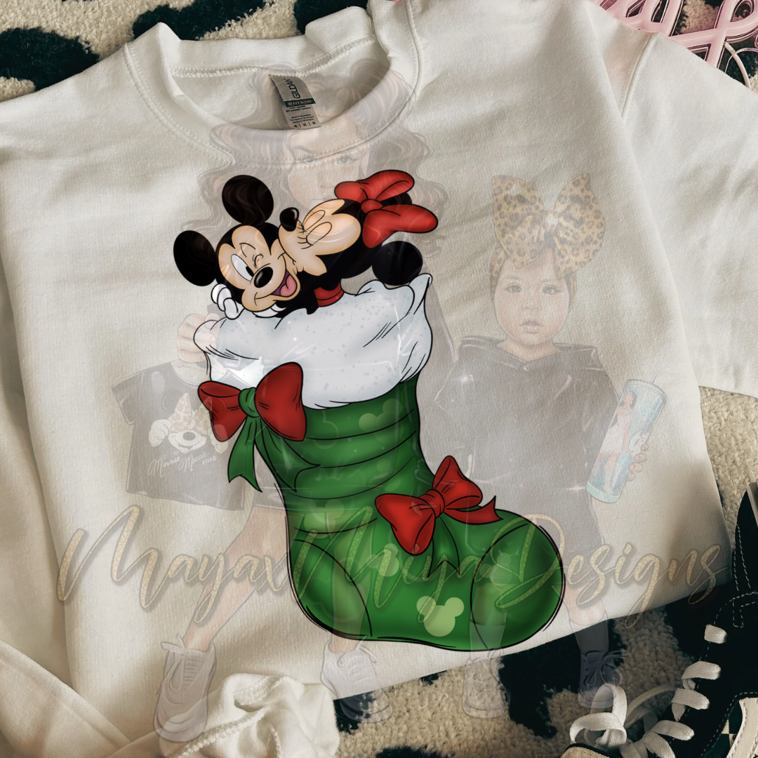 M & M MOUSE GREEN STOCKING DTF TRANSFERS