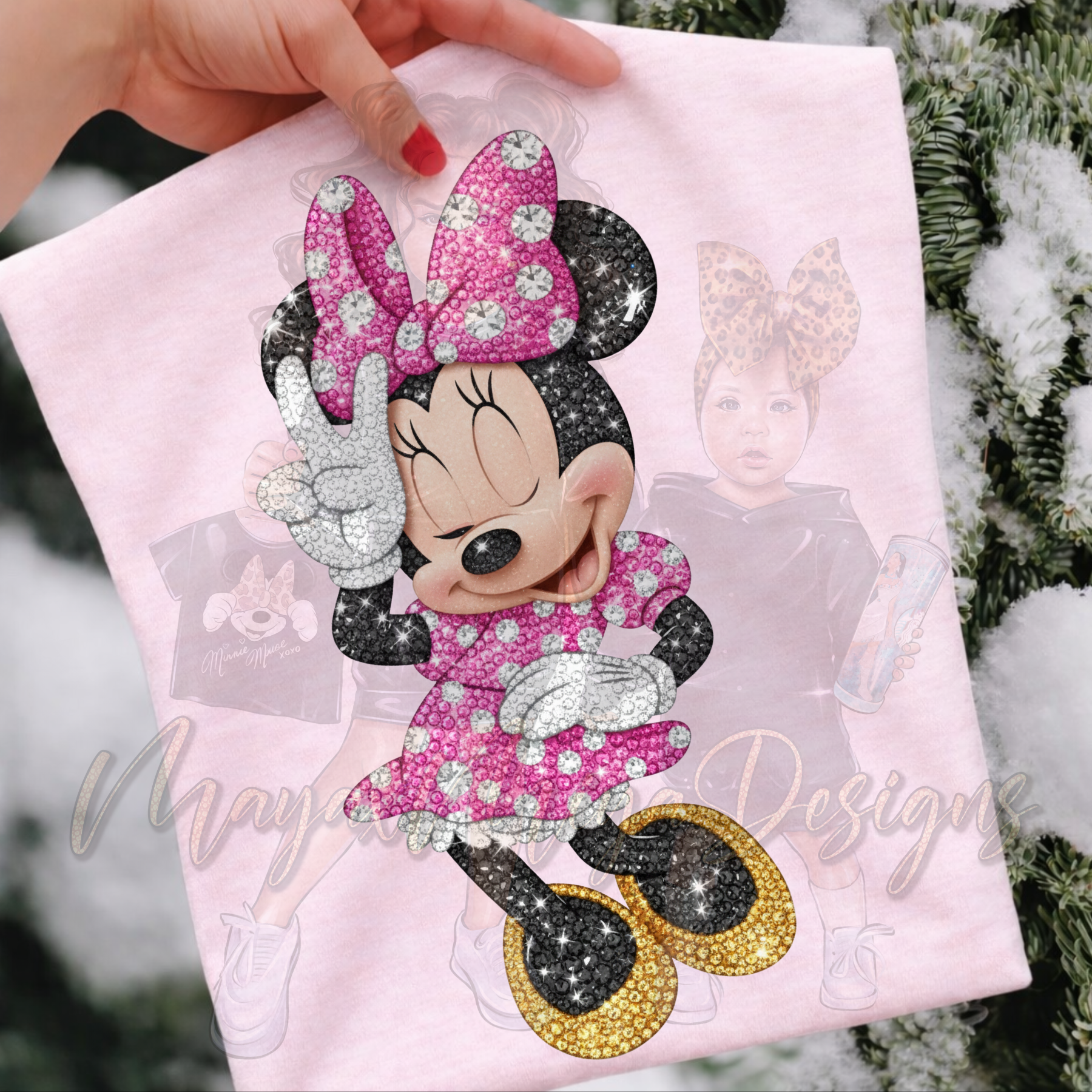 M GIRL MOUSE RHINESTONES DTF TRANSFERS