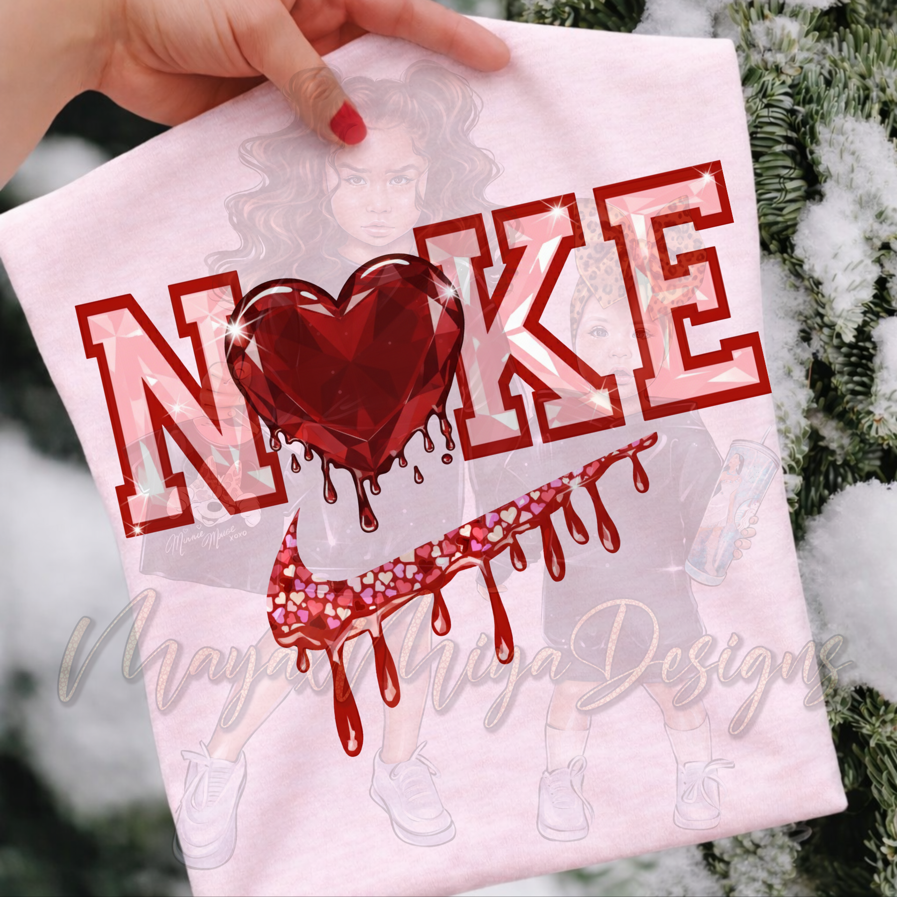 NKE HEART RHINESTONES DTF TRANSFERS
