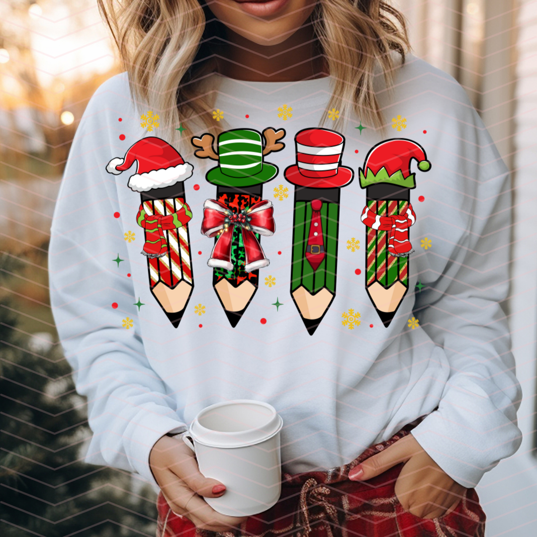 CHRISTMAS PENCILS DTF TRANSFERS