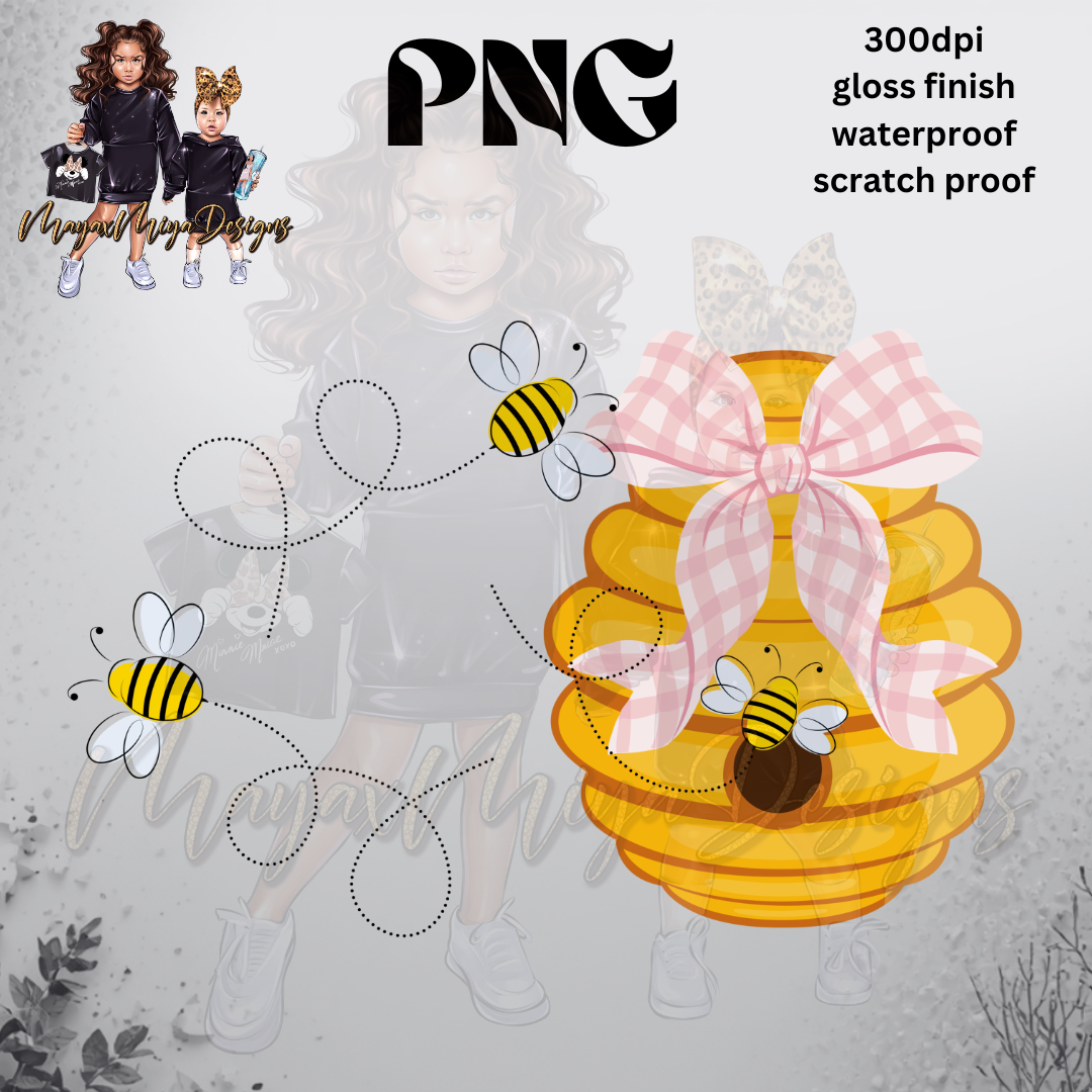 BEE HIVE WITH PNK BOW PNG