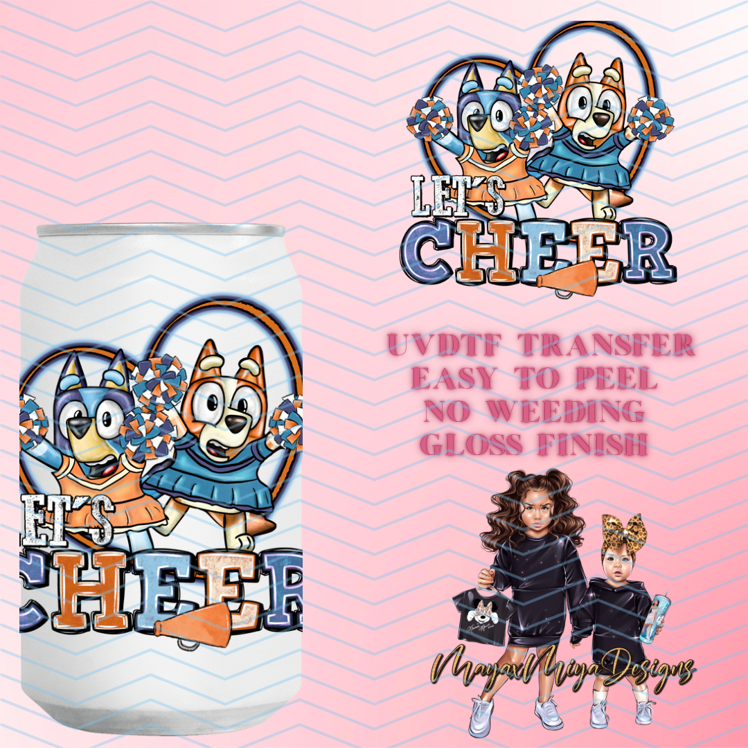 BLUE LETS CHEER UVDTF DECAL