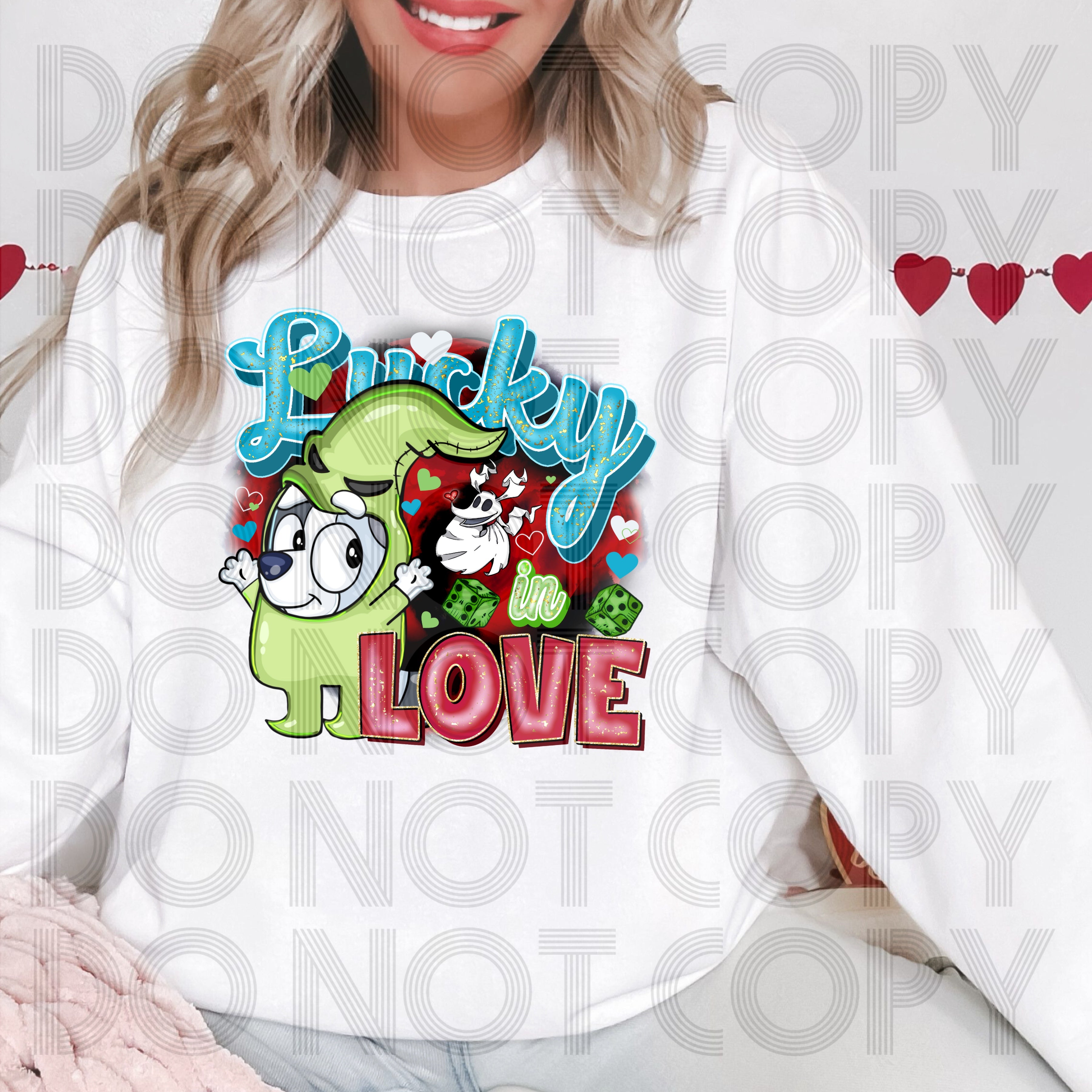 BLUE LUCKY LOVE DTF TRANSFERS