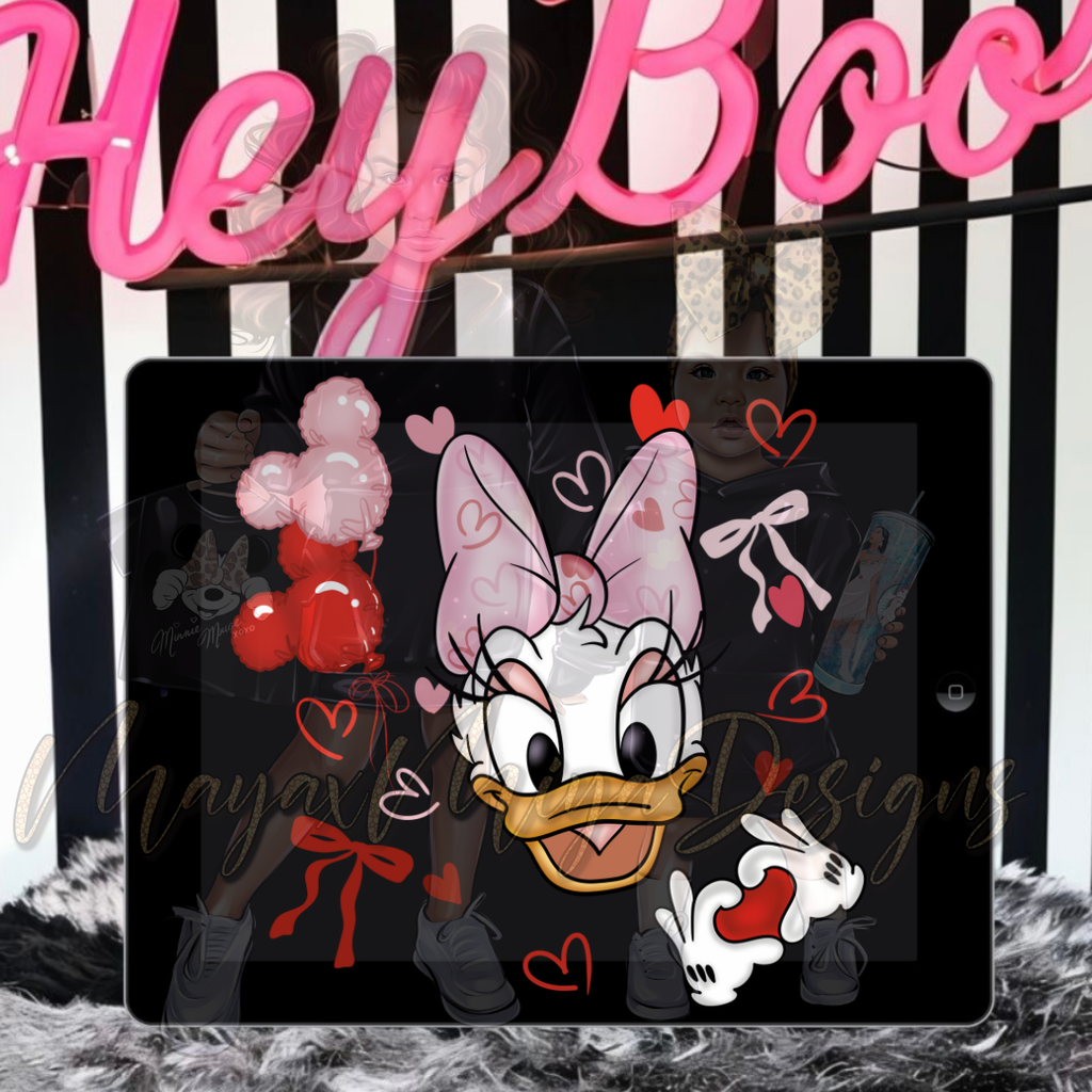 D GIRL DUCK LOVE & HEARTZ PNG