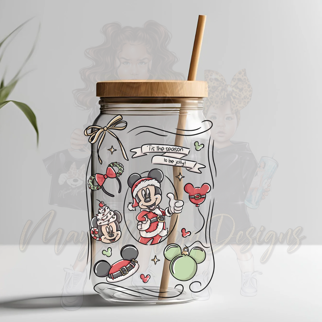 M MOUSE TIS THE SEASON TO BE JOLLY UVDTF DECAL