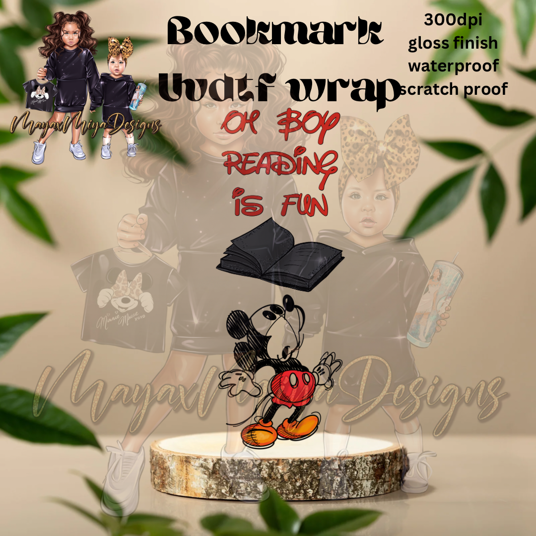 M MOUSE READING IS FUN UVDTF BOOKMARK