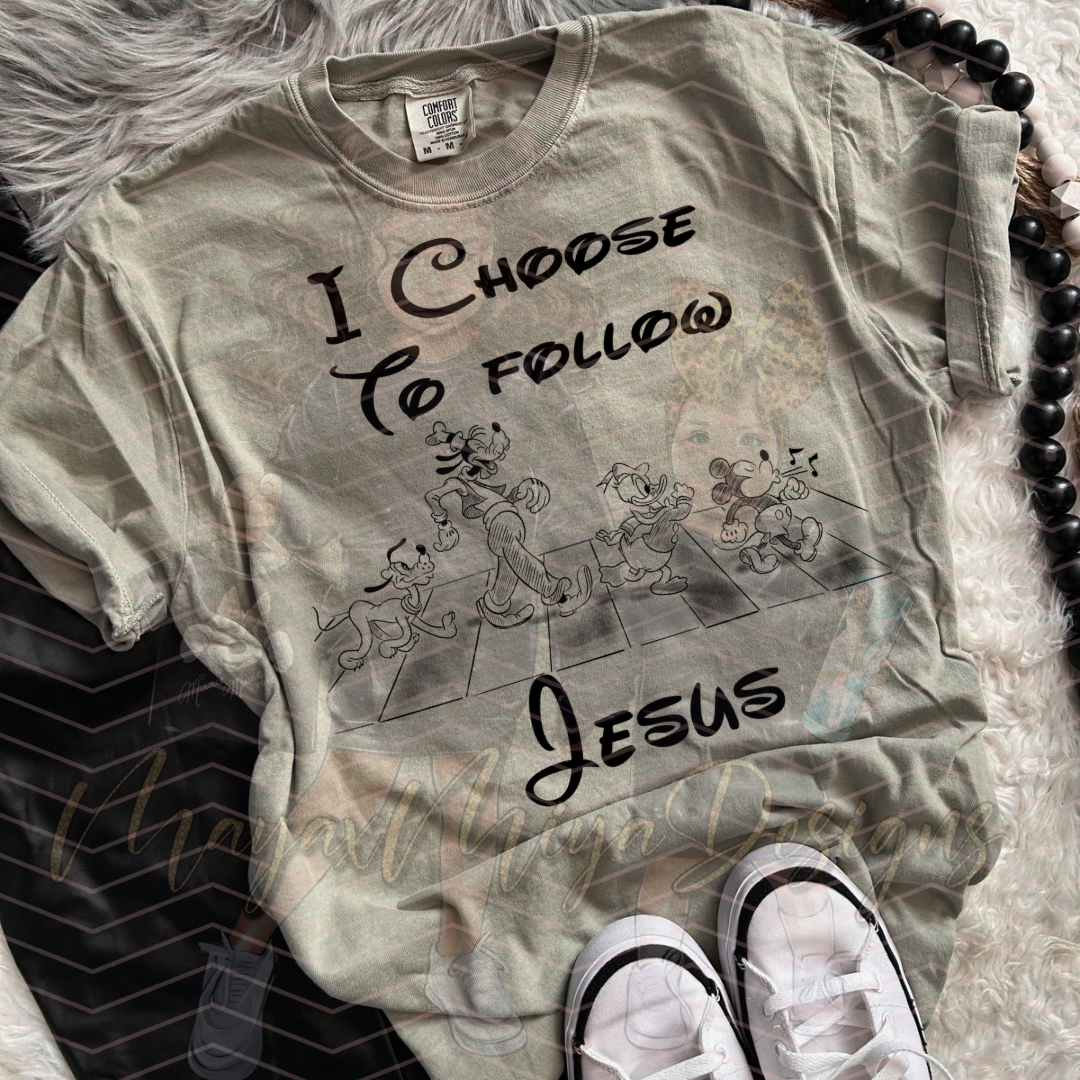 I CHOOSE TO FOLLOW JESUS BLK AND WHT DTF TRANSFERS