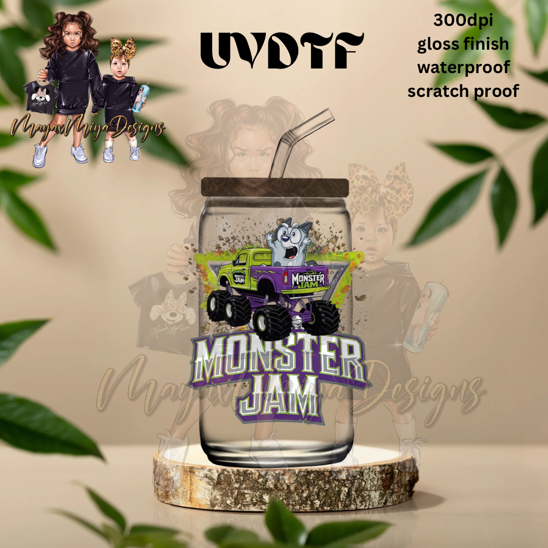 BLUE MONSTER JAM UVDTF DECAL