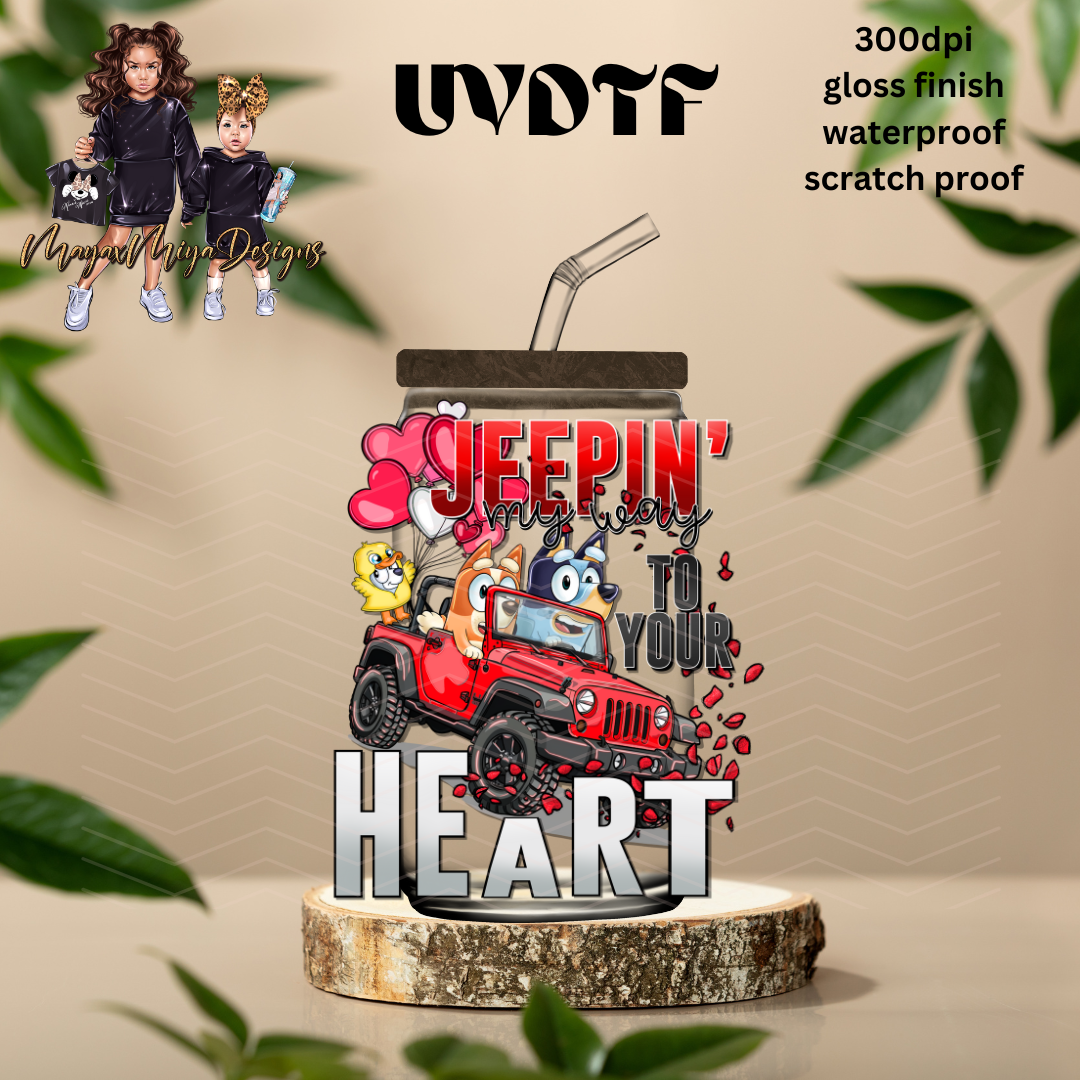 BLUE JEEPING MY WAY TO YOUR HEART RED UVDTF DECAL