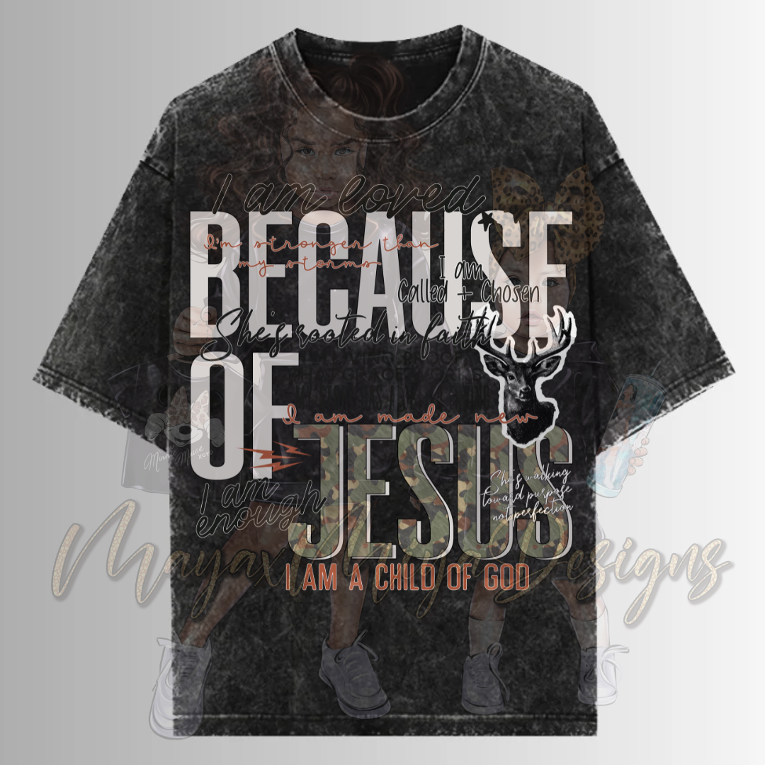 BECAUSE OF JESUS DTF TRANSFERS