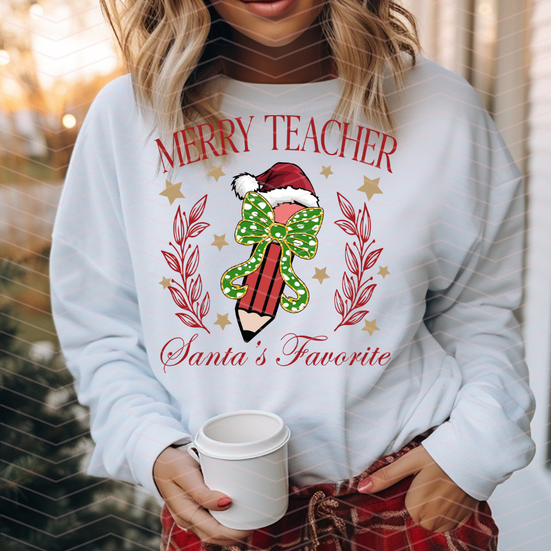 MERRY TEACHER SANTAS FAVORITE DTF TRANSFERS