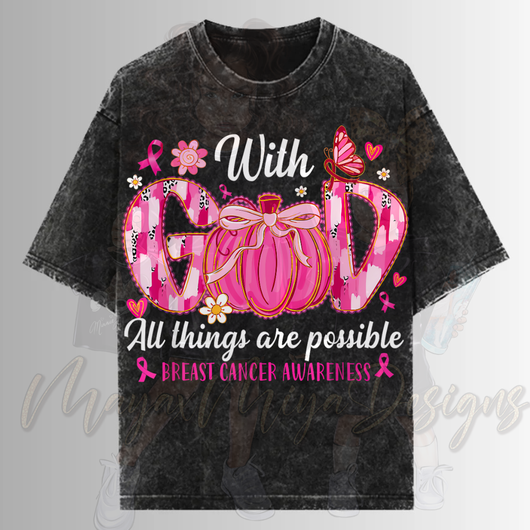 WITH GOD ALL THINGS ARE POSSIBLE BRST CNCER AWRENESS DTF TRANSFERS