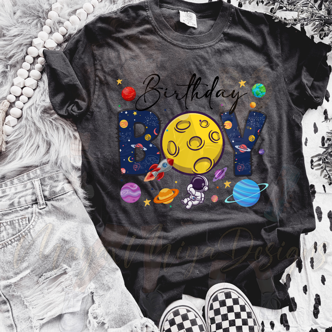 ASTRONAUT BIRTHDAY BOY CUSTOMIZEABLE  DTF TRANSFERS