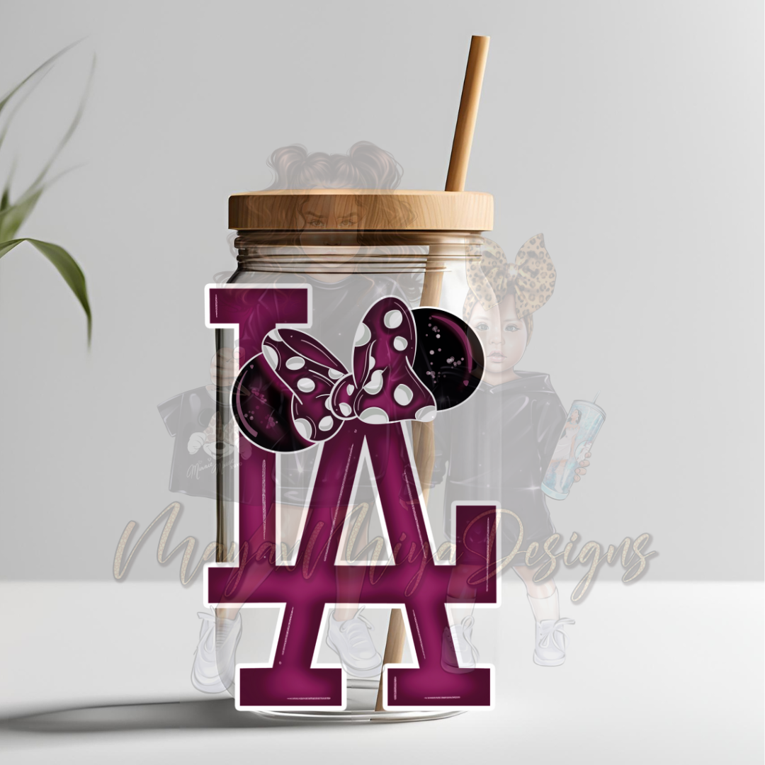 M GIRL MOUSE LA FAN MAROON UVDTF DECAL