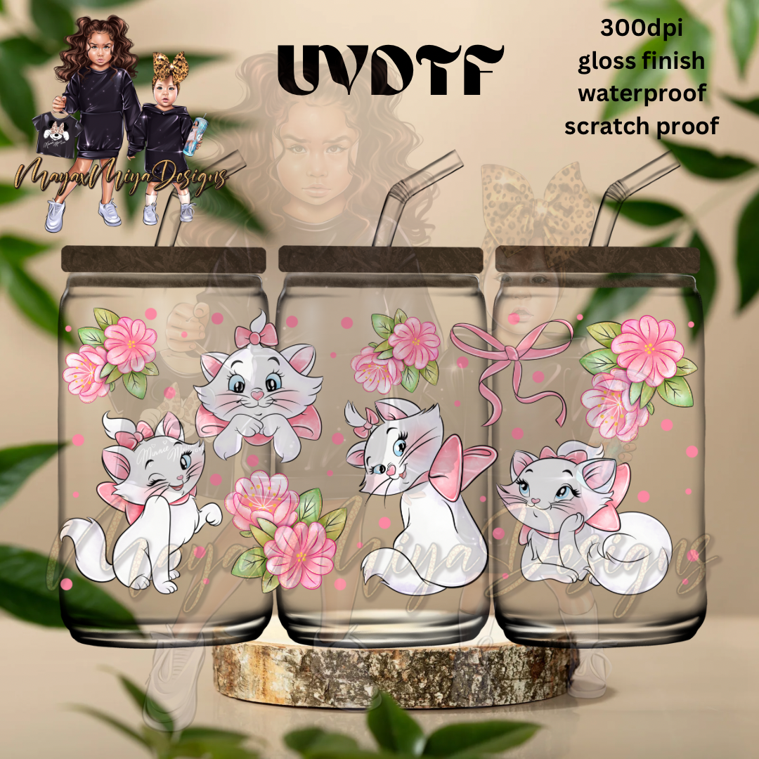 M CAT PINK BOWS & FLOWERS UVDTF WRAP