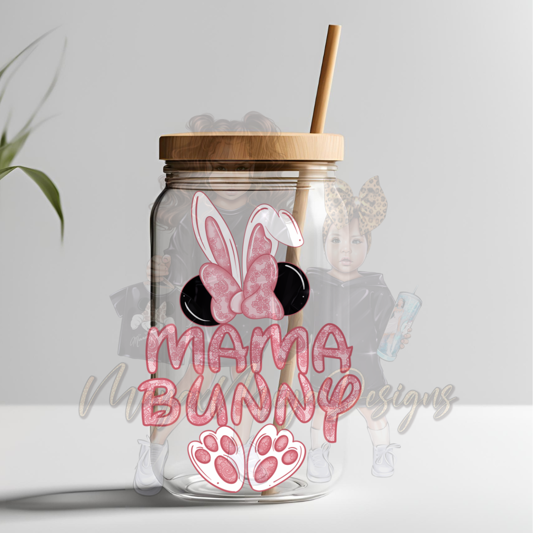 M MAMA BUNNY PINK UVDTF DECAL