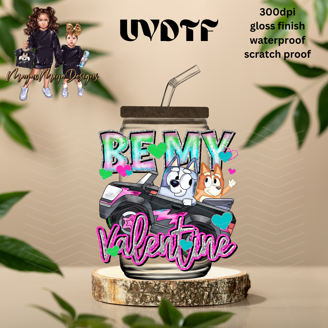 BLUE BE MY VALENTINE PURPLE UVDTF DECAL