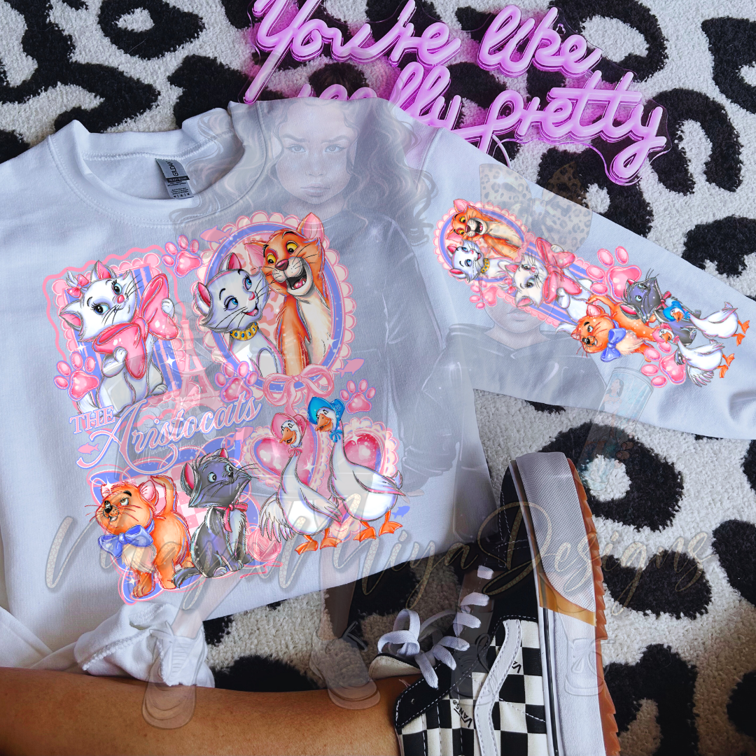 A CATS & FRIENDS DTF TRANSFERS W SLEEVE