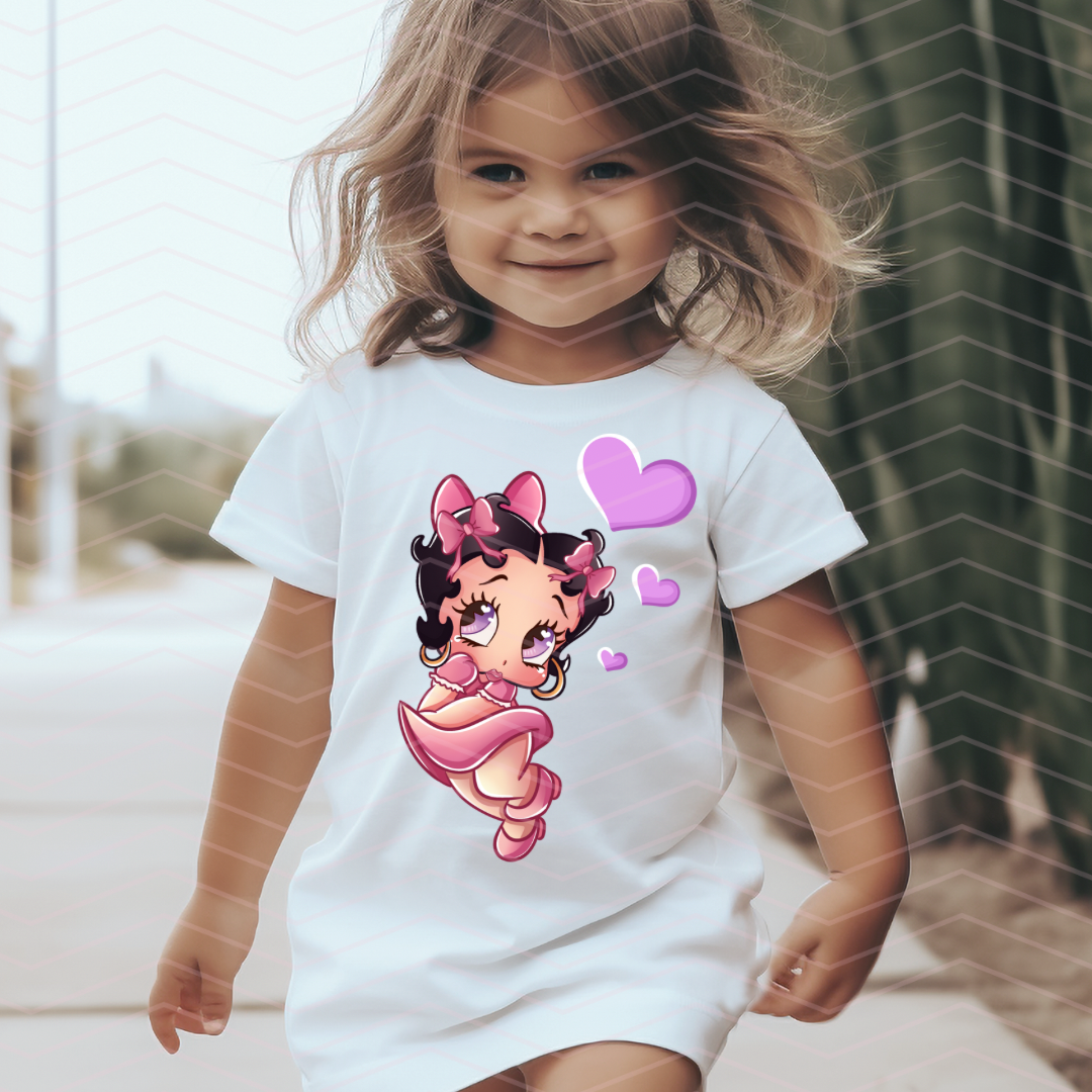 BETTY B PINK HEARTS KIDS DTF