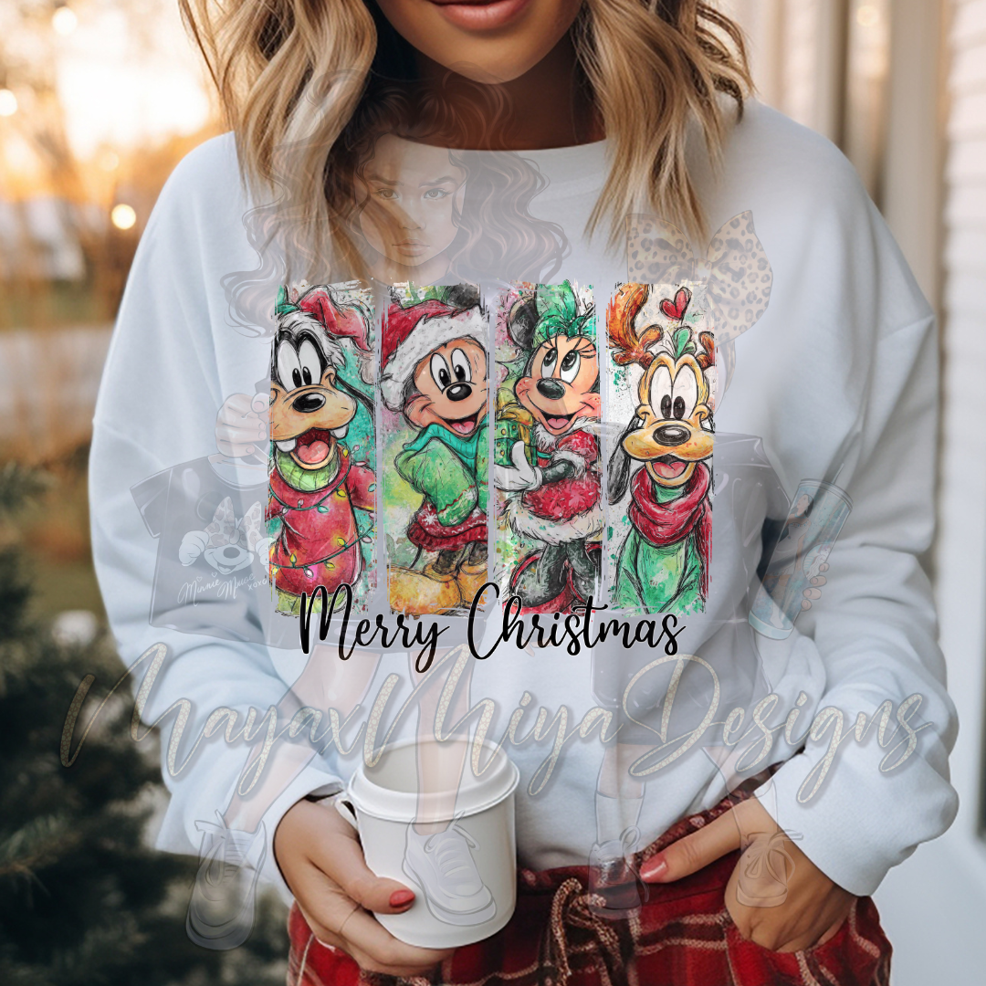 M MOUSE MERRY CHRISTMAS & FRIENDS DTF TRANSFERS