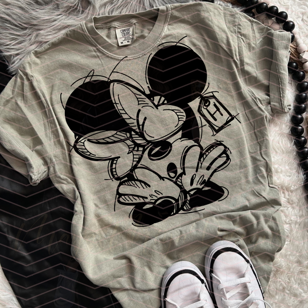 M GIRL MOUSE BLACK & WHITE DTF TRANSFERS