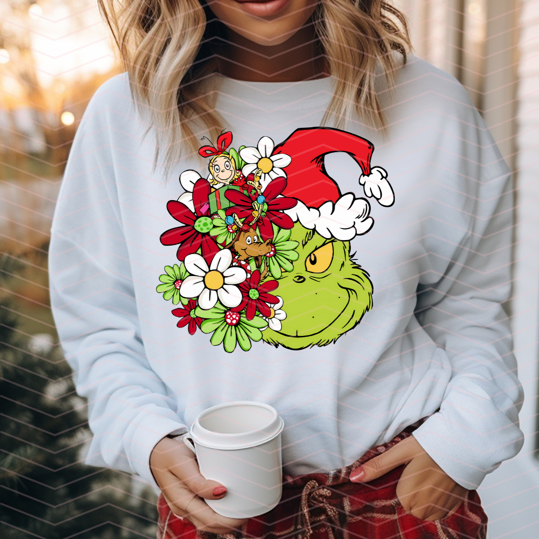 GRINCHY FLOWERS DTF TRANSFERS