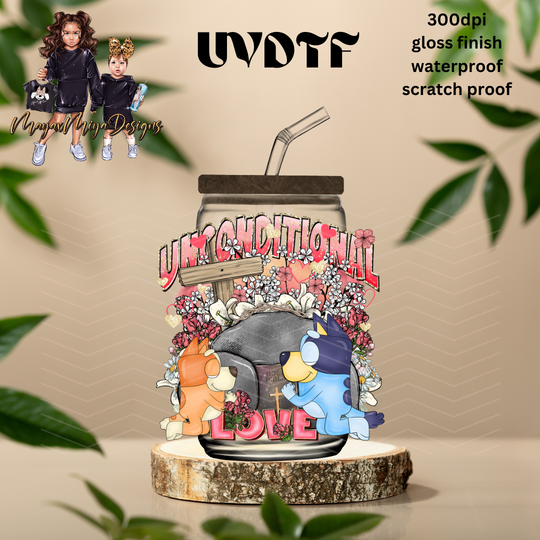 BLUE UNCONDITIONAL LOVE UVDTF DECAL
