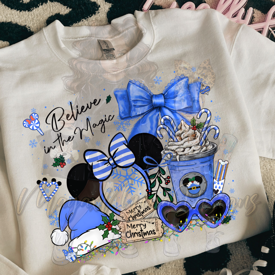 M GIRL MOUSE BLUE BELIEVE IN MAGIC DTF TRANSFERS