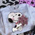 SDOG WITH FLOWERS PNK DTF TRANSFERS