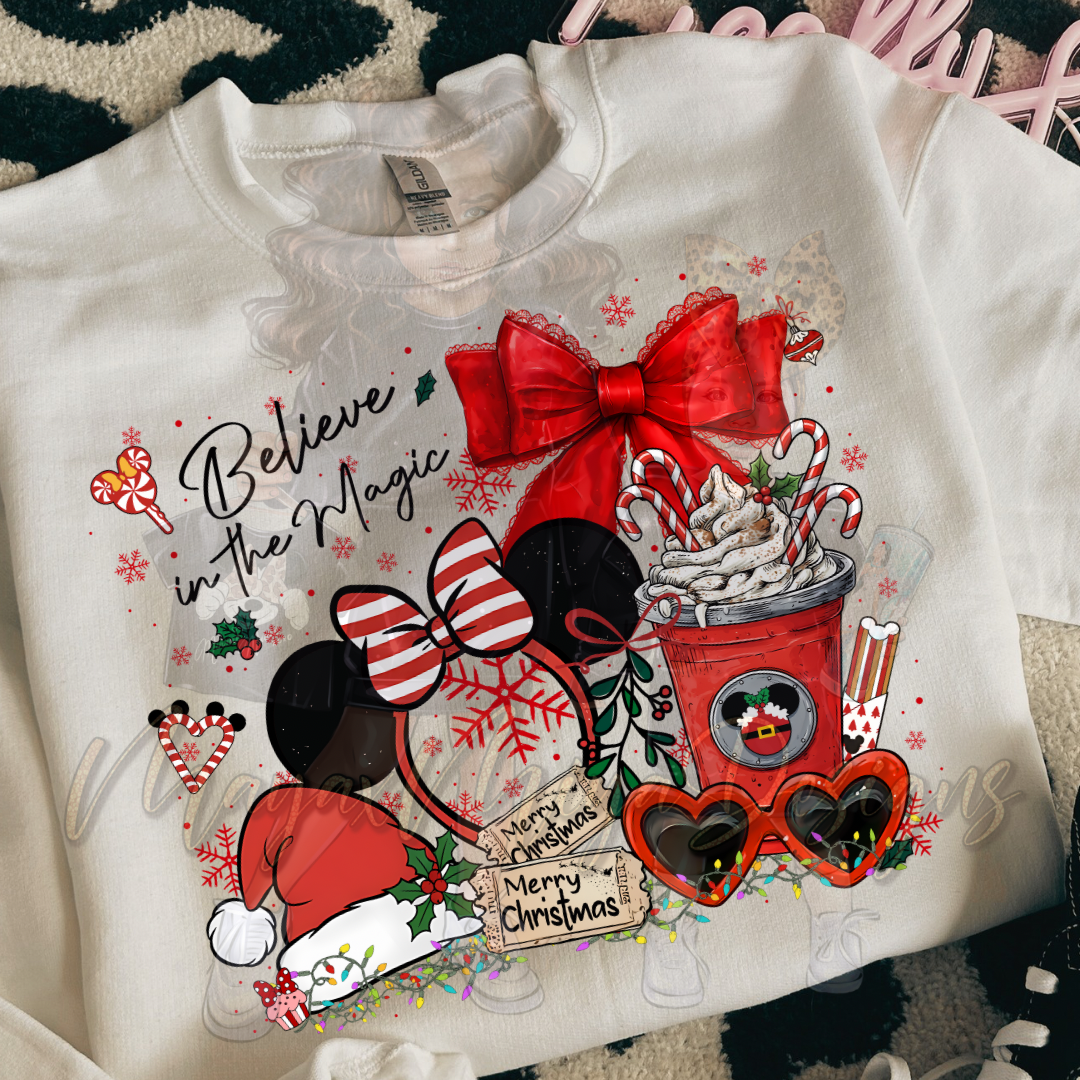 M GIRL MOUSE RED BELIEVE IN MAGIC DTF TRANSFERS