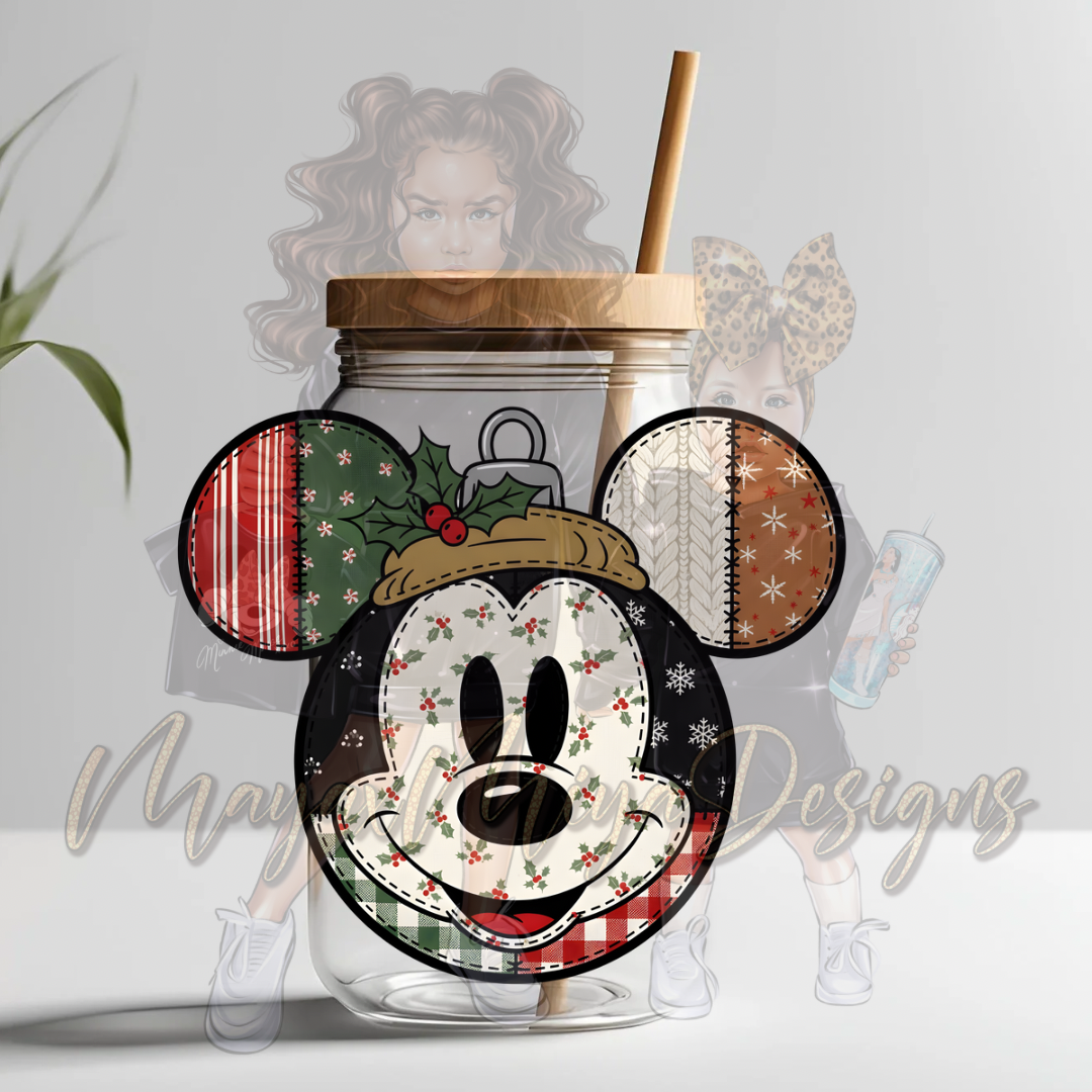 M MOUSE CHRISTMAS MISTLETOE UVDTF DECAL