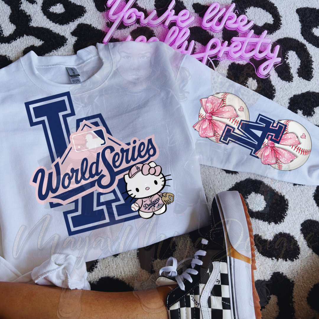 HK LA WRLD SERIES PINK HEARTS DTF TRANSFER