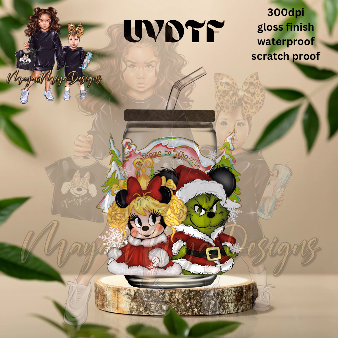 GRINCH AND GIRL MMOUSE UVDTF DECAL