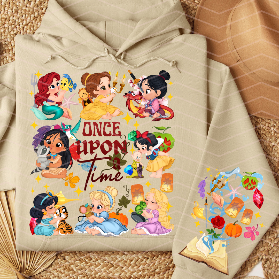 ONCE UPON A TIME ALL PRINCESSES DTF TRANSFER W SLEEVE OR POCKET