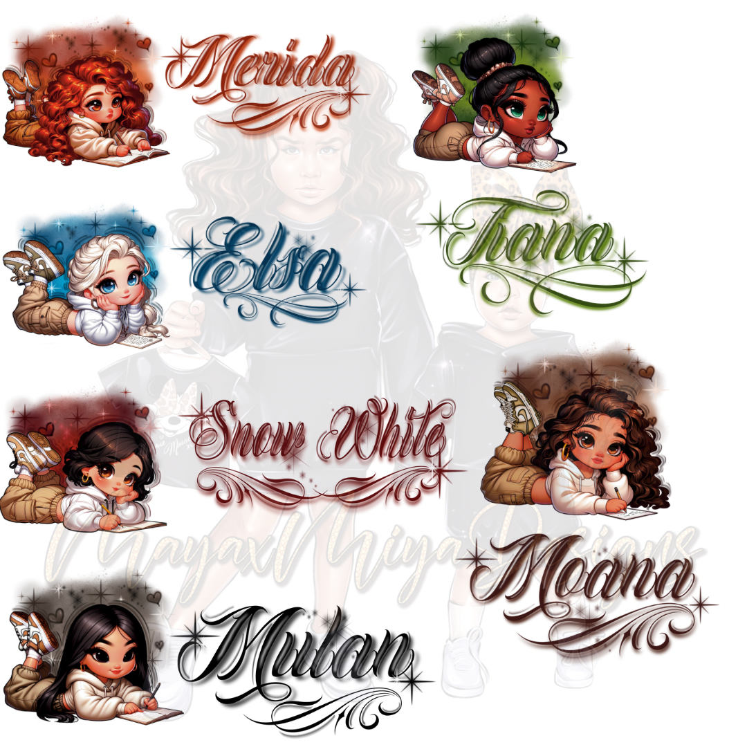 PRINCESS AIRBRUSH PREMADE DTF BUNDLE