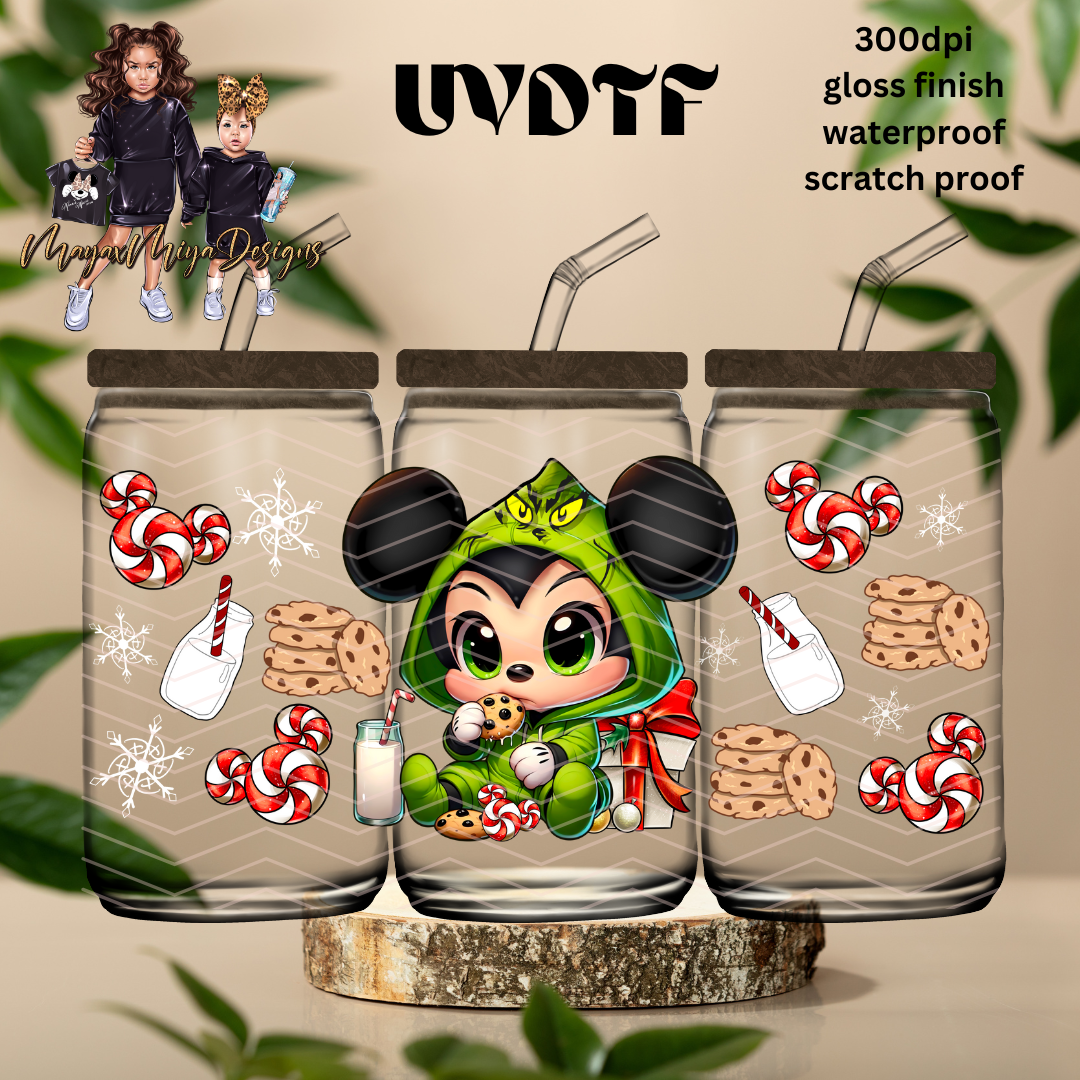 BBY MMOUSE GRINCH MILK AND COOKIES UVDTF WRAP