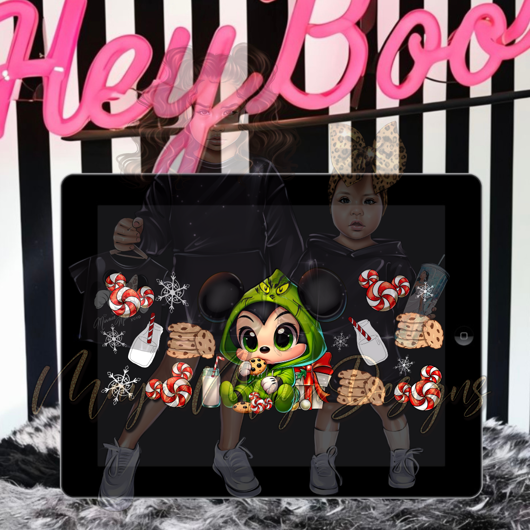 BBY MMOUSE GRINCH MILK AND COOKIES PNG WRAP