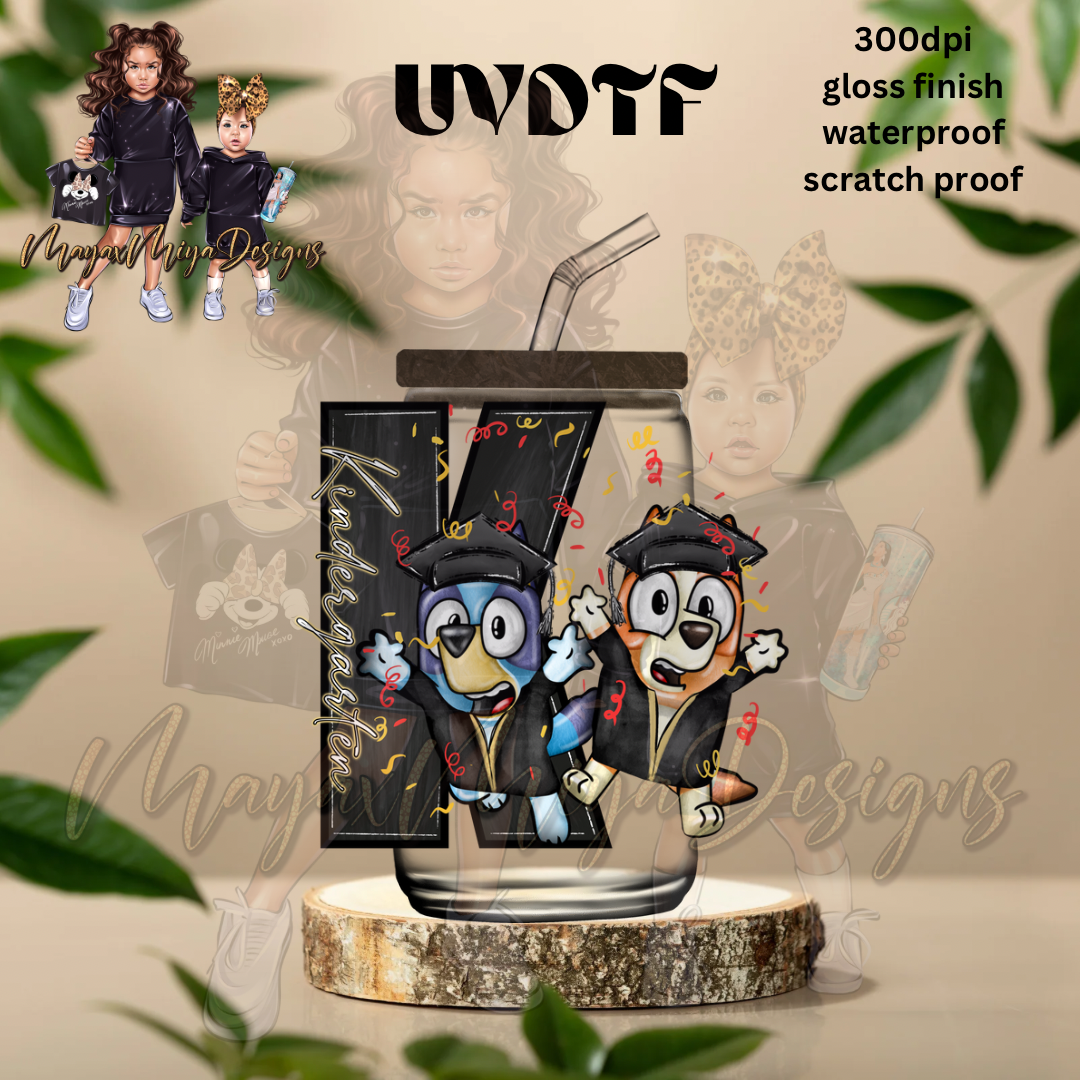BLUE KINDERGARTEN GRAD UVDTF DECAL