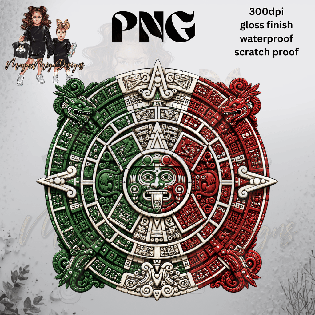 AZTEC CALENDAR VERDE BLANCO ROJO PNG